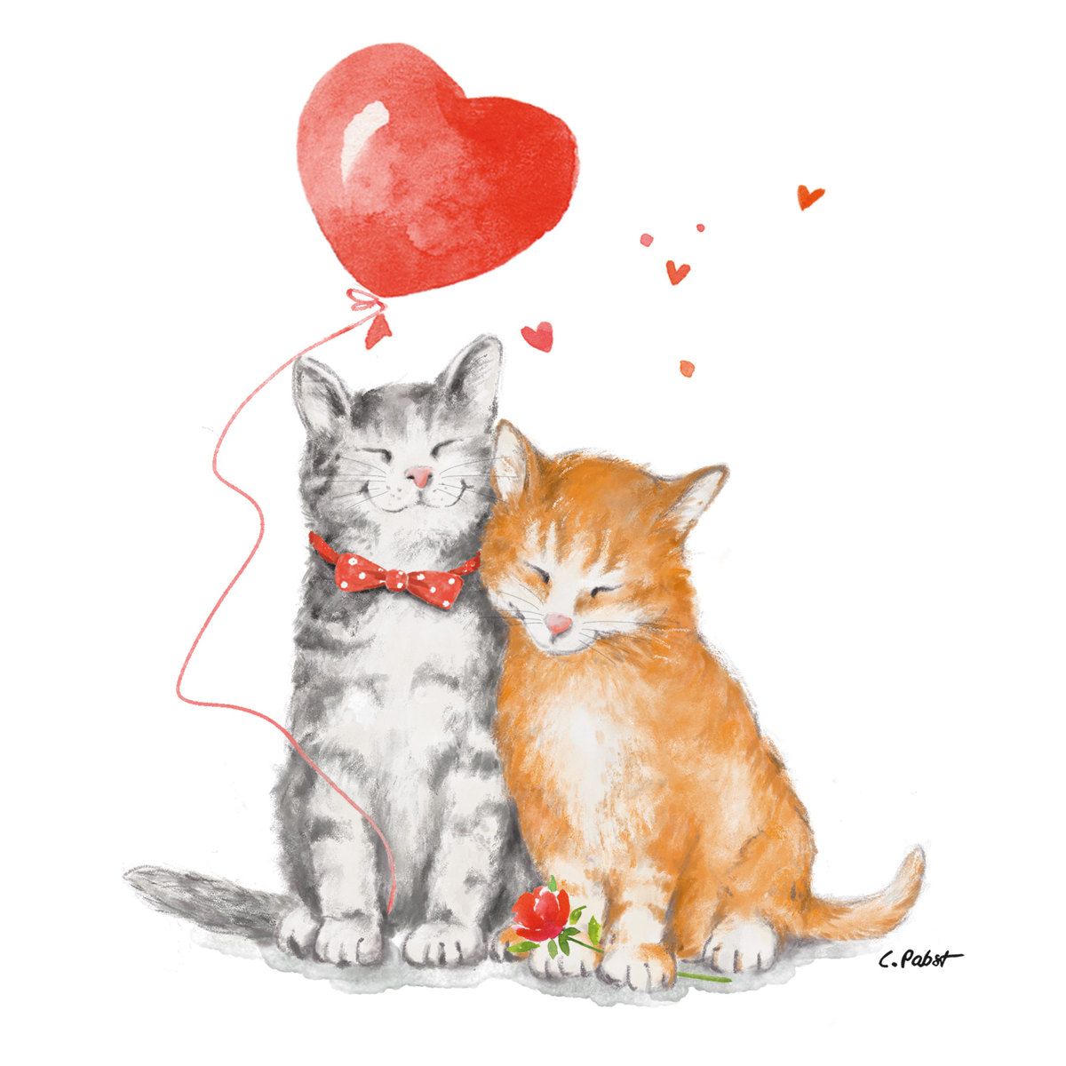 Serviette Cat Love