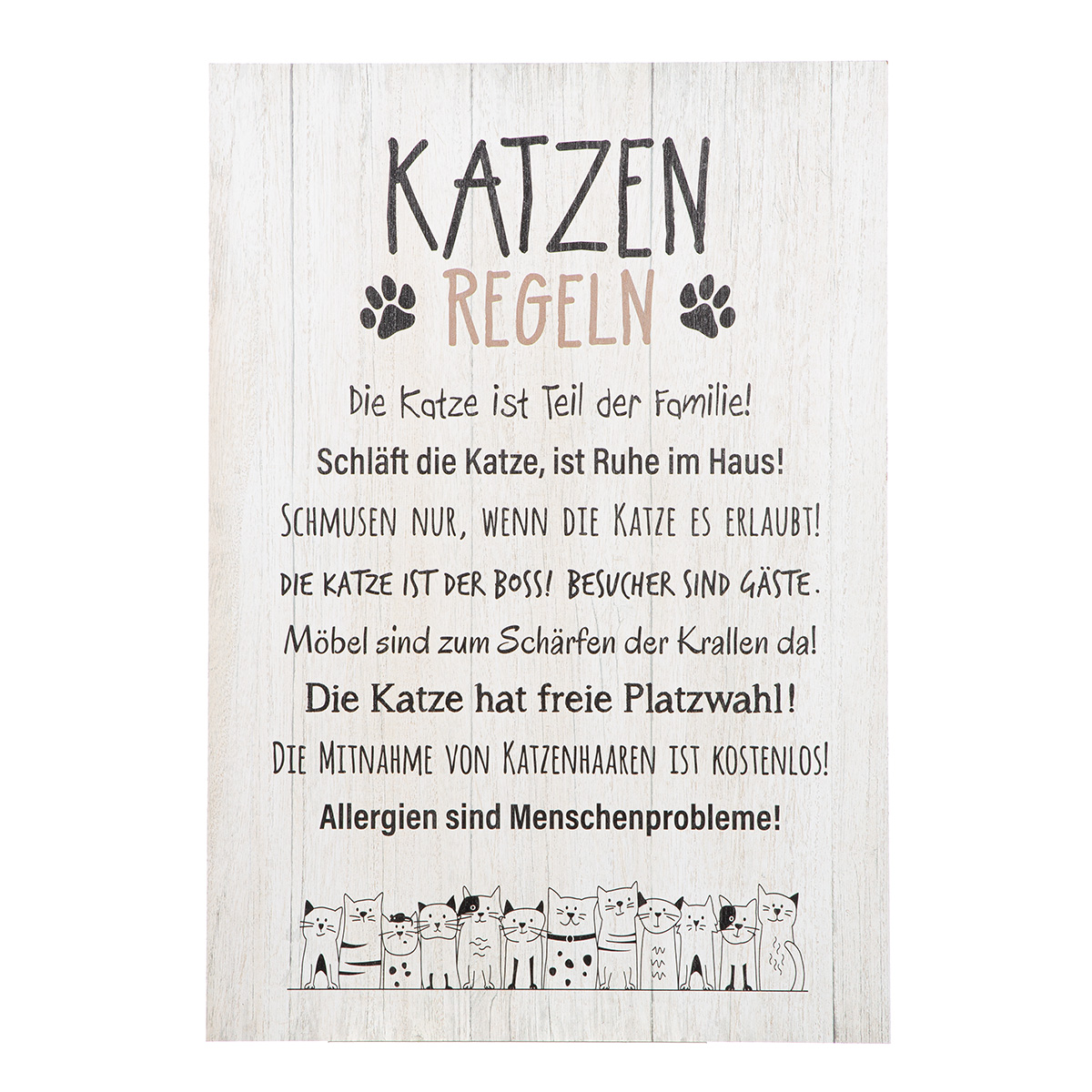 Holzschild Katzenbande