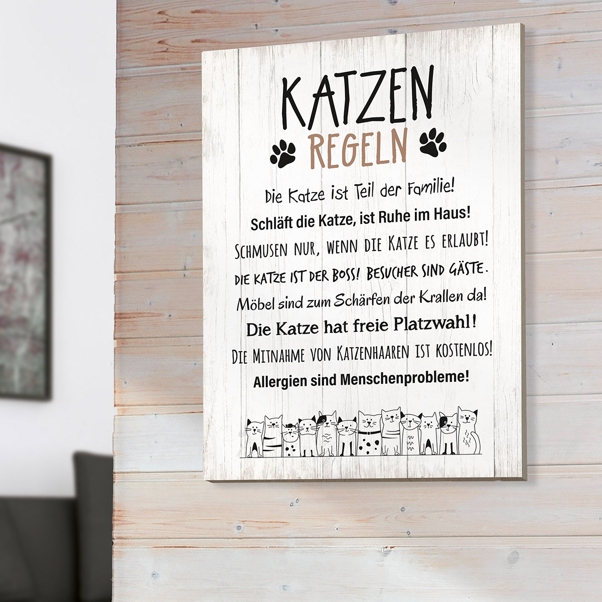 Holzschild Katzenbande