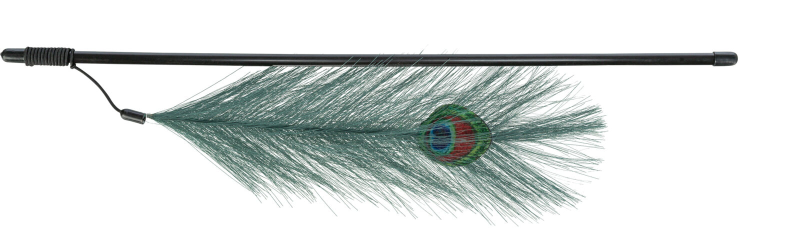 Spielangel mit Pfauenfedern